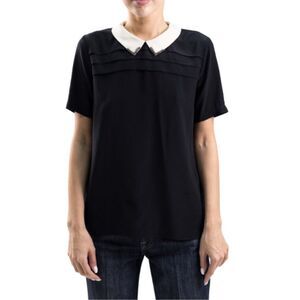 Sandro Silk Peter Pan Collar Top